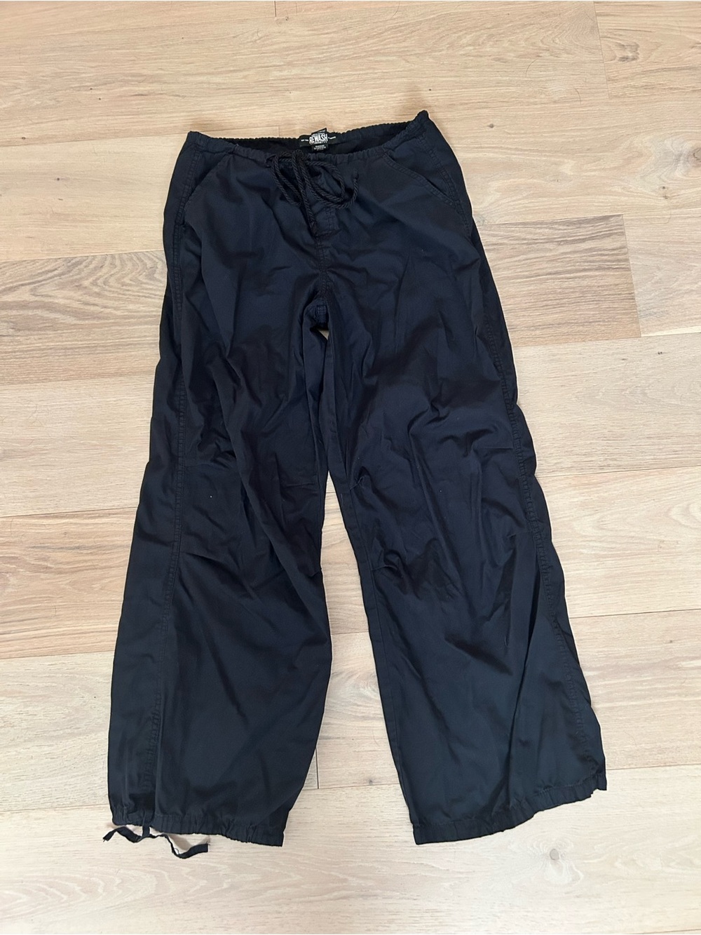 Black Drawstring Wide Leg Track Pants